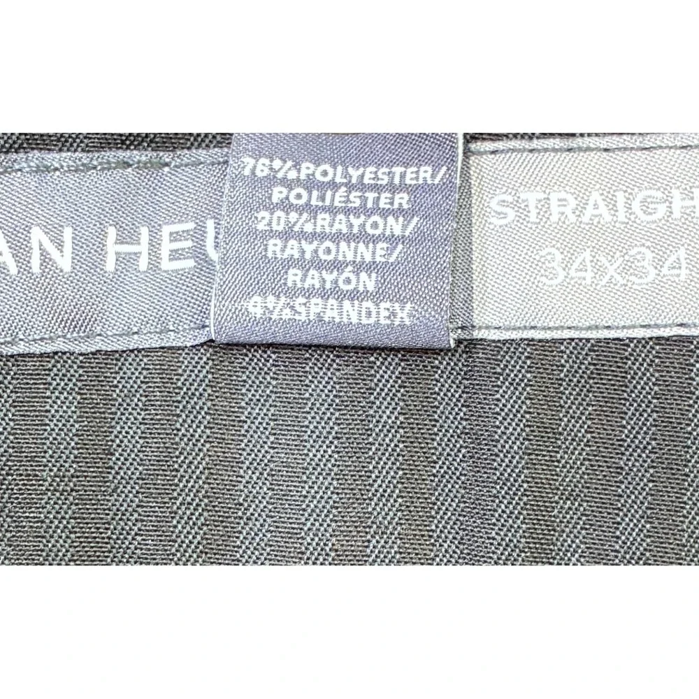 Van Heusen Mens Dress Pants 34x34 Black Straight Fit Stretch Flat Front 505M131